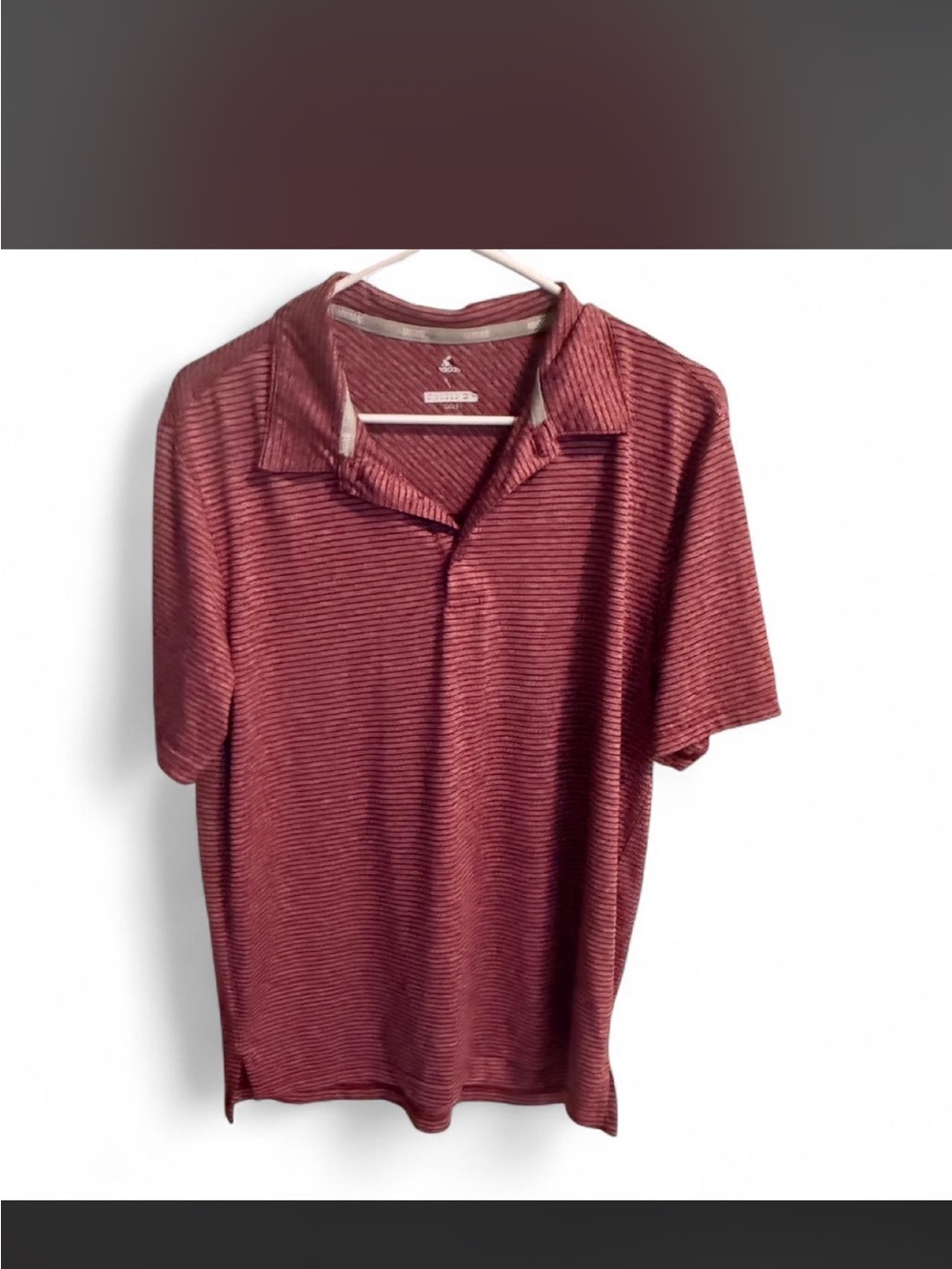 adidas Men's Burgundy Striped Polo
